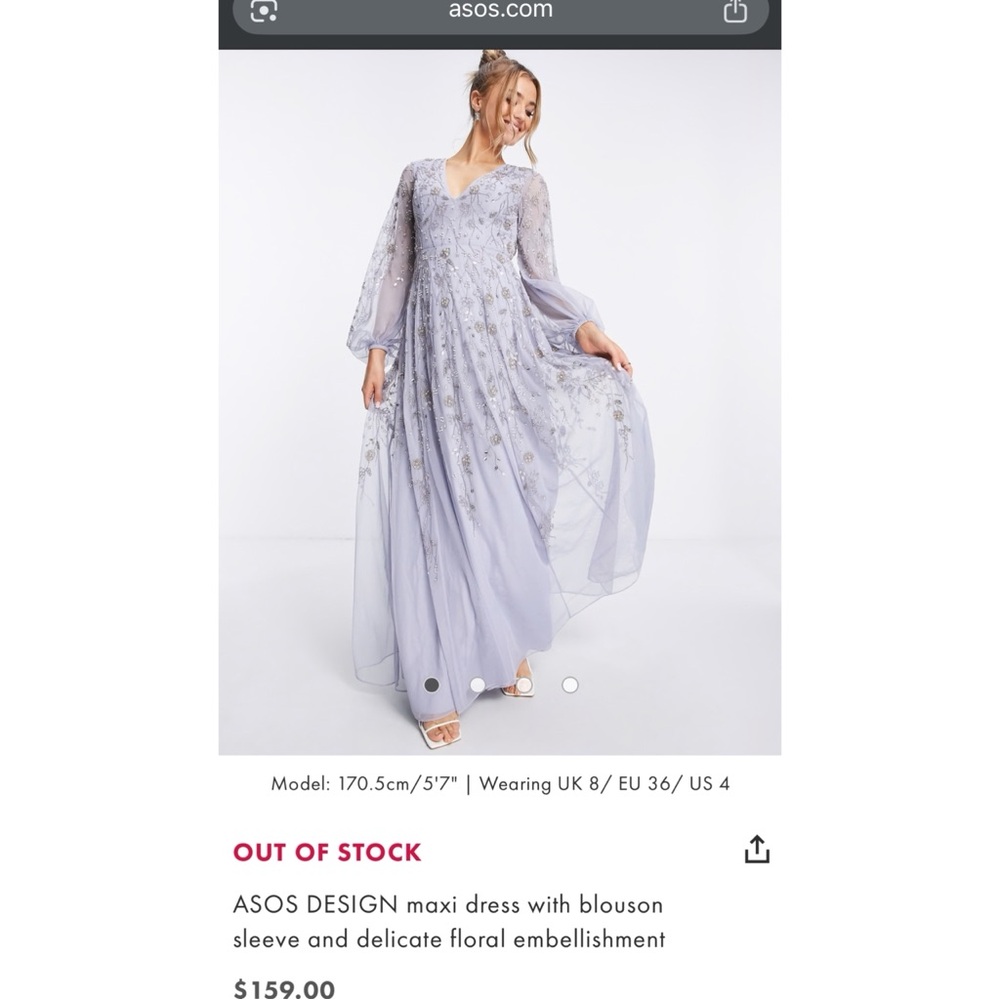 ASOS Lavender Maxi Dress with Floral Details